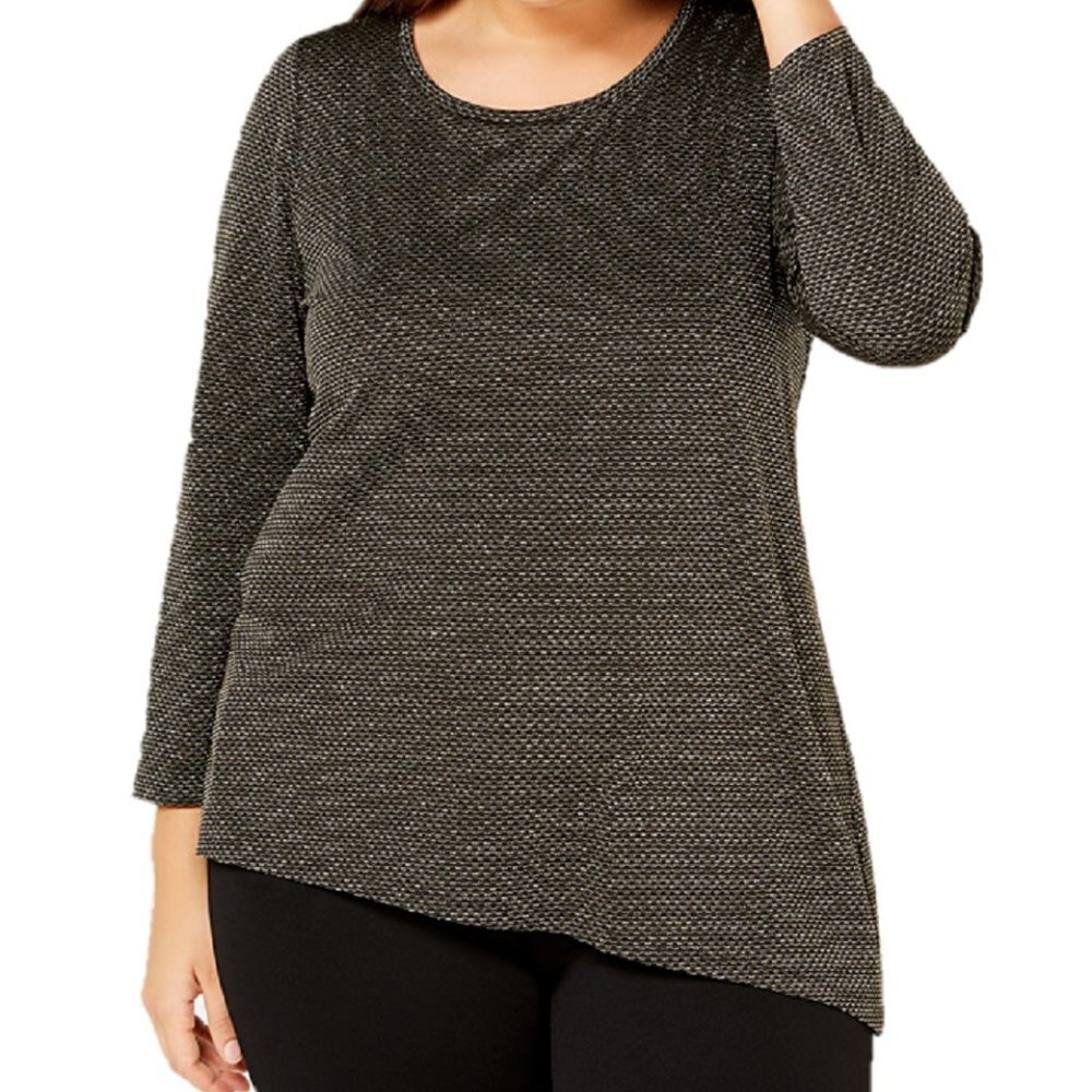 CALVIN KLEIN Metallic Textured Tunic w/Asymmetrical Hem NWT XL